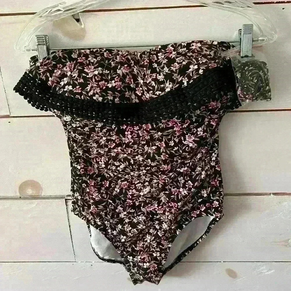 Kona Sol one-piece floral swimsuit with detachable straps, NWT, size S 4/6 - Picture 1 of 5
